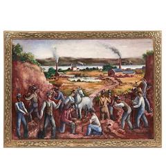 "Building the Road" by Arnold Blanch Large WPA Work