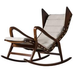 Reupholstered Italian Rocking Chair for Cassina 