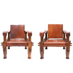 Pair of Brutalist Safari Chairs