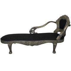 Antique Indian Daybed in Grey Wool