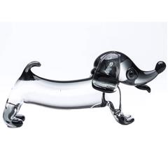 Murano Retro Grey Glass Dachshund Seguso, 20th Century