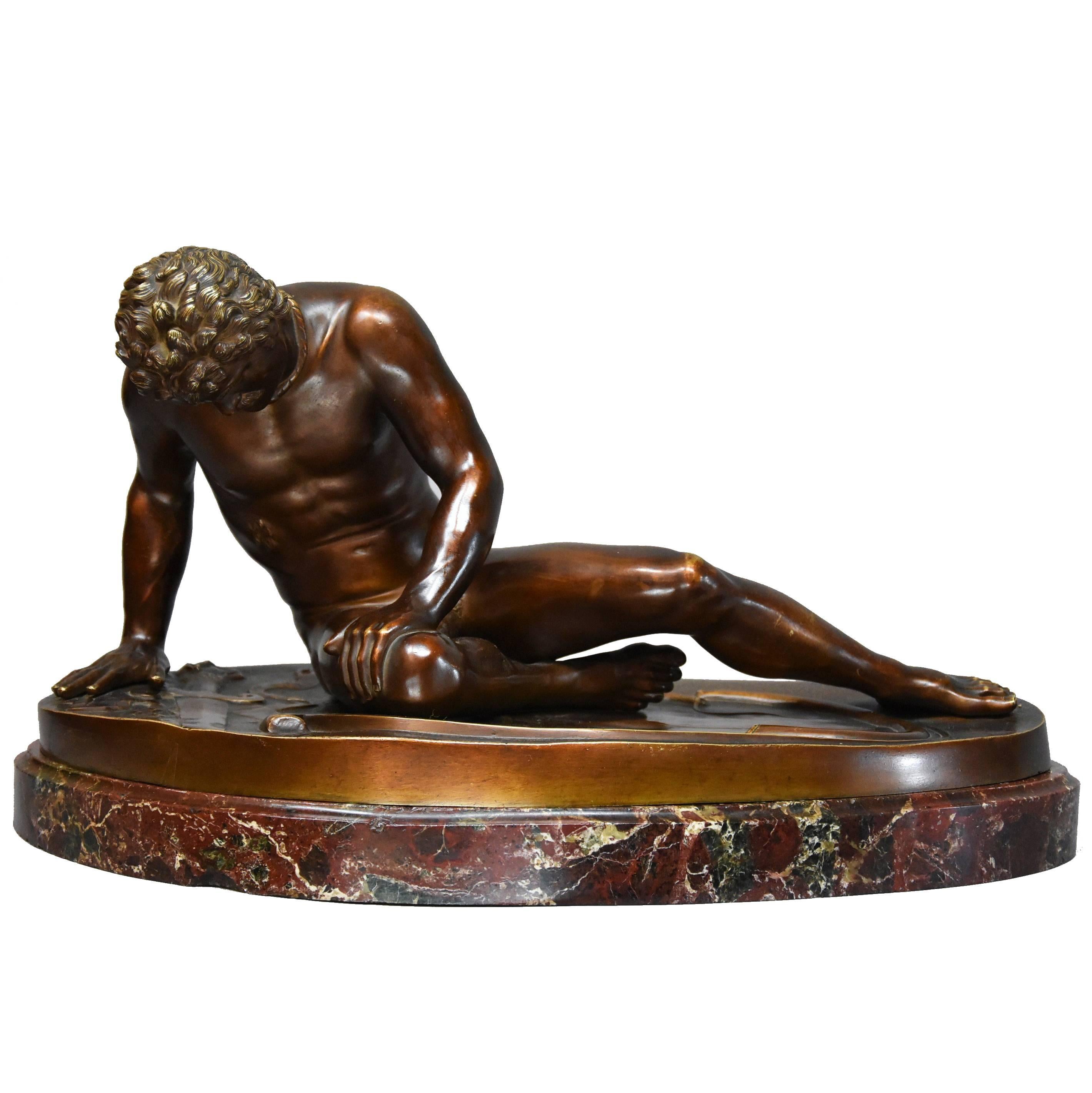 Late 19th Century Grand Tour Bronze Figure of 'The Dying Gaul' on Marble Base For Sale