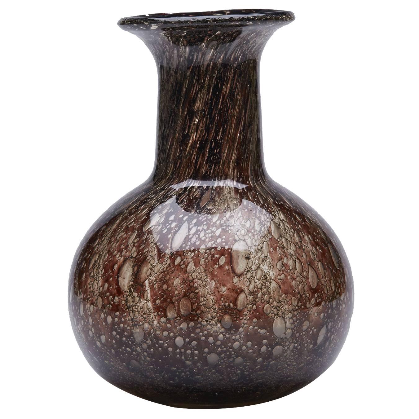 Vintage Ercole Barovier Brown Effeso Art Glass Vase, circa 1968 For Sale
