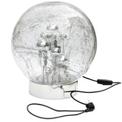 Doria Table or Floor Lamp Chrome Large Smoked Bubble Glass Globe, 1970s 6