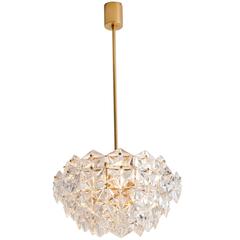 Kinkeldey, Stunning Faceted Crystal and Gilt Metal Chandelier, Germany, 1970s 3