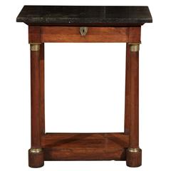 Petite 19th Century French Empire Console with Drawer and Grey Marble Top 1