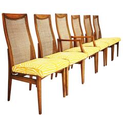 Vintage Set of Six Mid-Century Modern Caned Zebra Dining Chairs