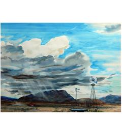 Peter Hurd Watercolor "West Texas or Southern New Mexico Ranch" 2