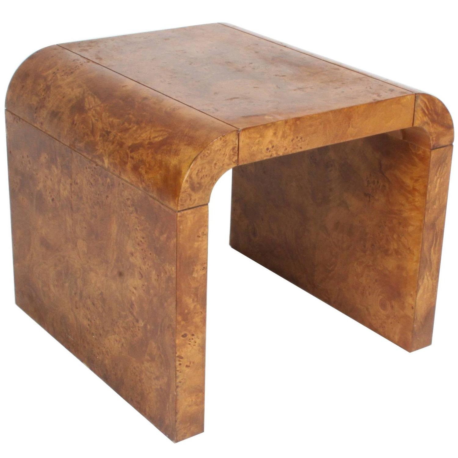 Pair of Milo Baughman Style Burl Wood End Tables, MidCentury For Sale