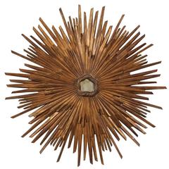 "Toscana" Sunburst Wall Ornament with Bronze Color and Small Center Mirror