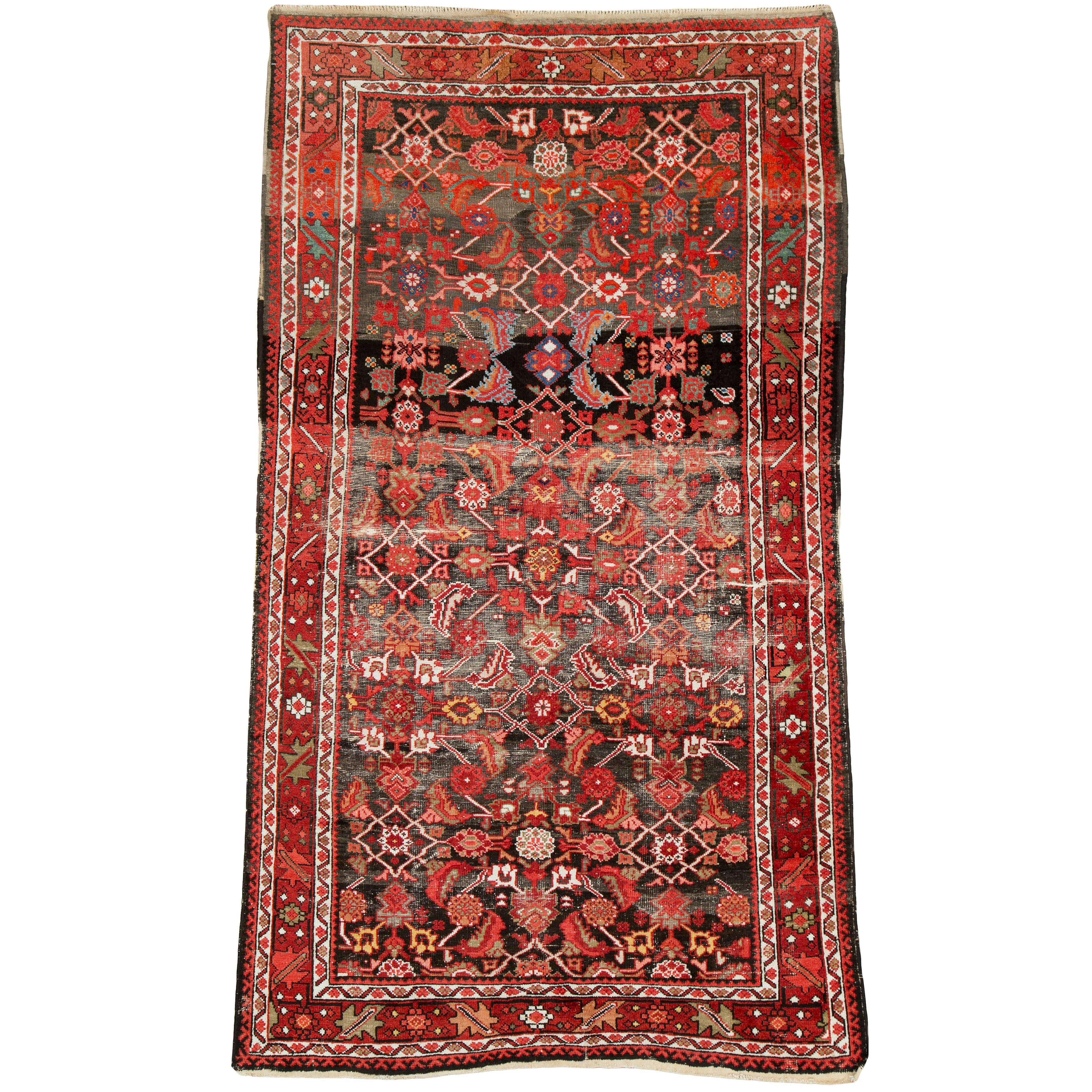 Distressed Antique Persian Mahal Rug For Sale