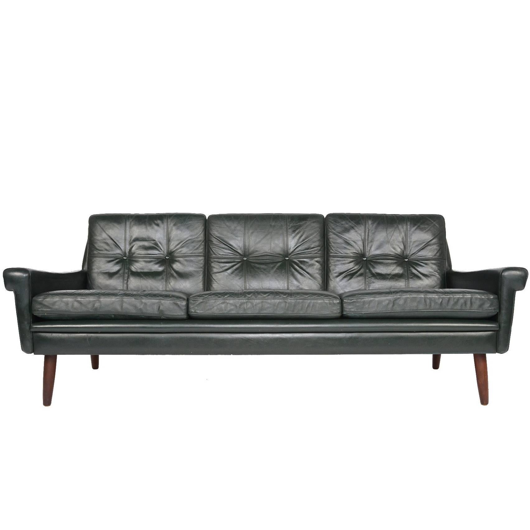 Svend Skipper Dark Green Leather Sofa