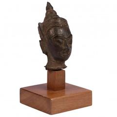 18th Century Cambodian Bronze Head of a Diety