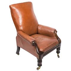 Antique William IV Brown Leather Armchair, circa 1830 12