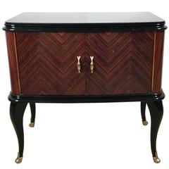 Pair of Side Cabinets in Rosewood and Ebonised Detailings, Italy, circa 1950