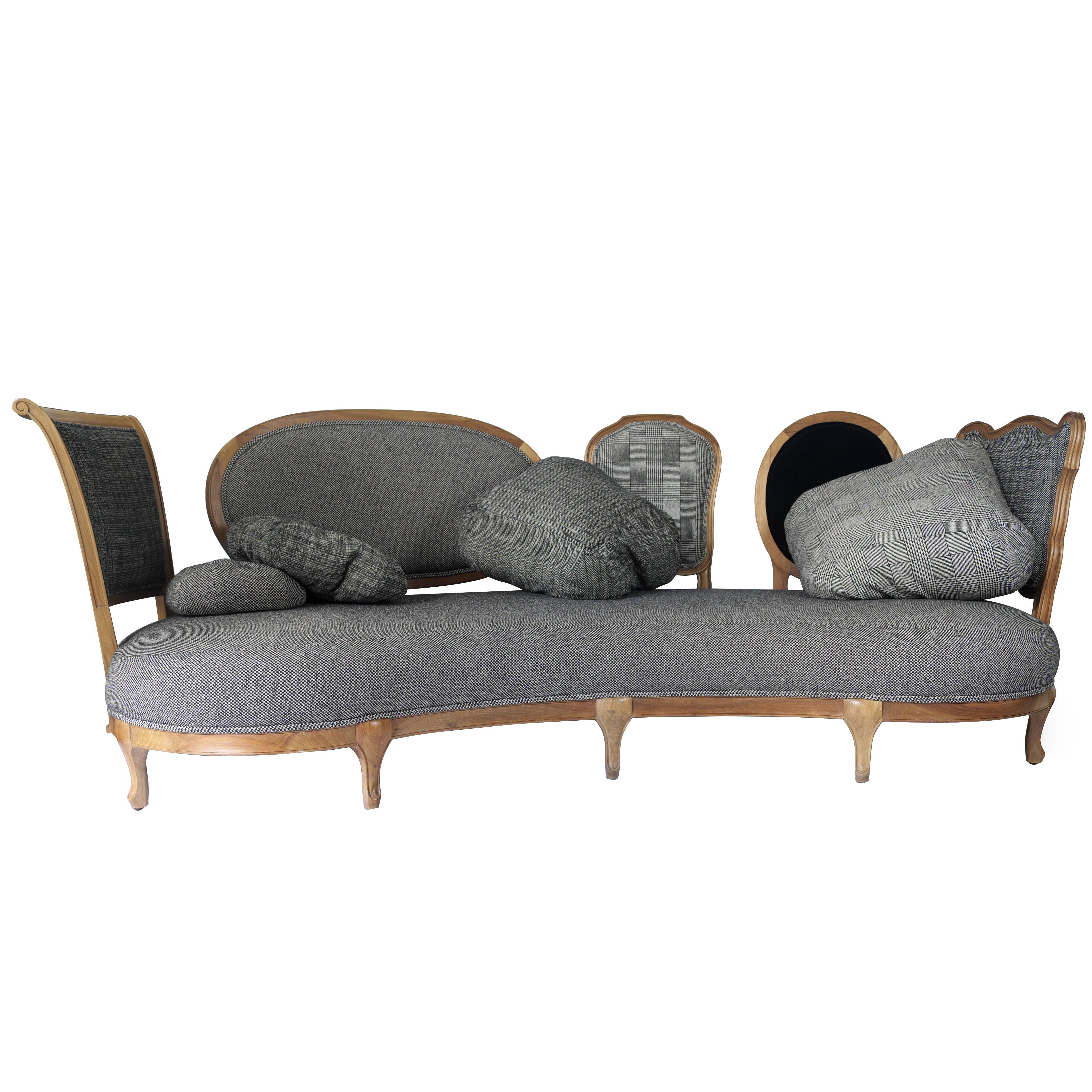 Back to Back - modern walnut sofa, designed by Nigel Coates For Sale