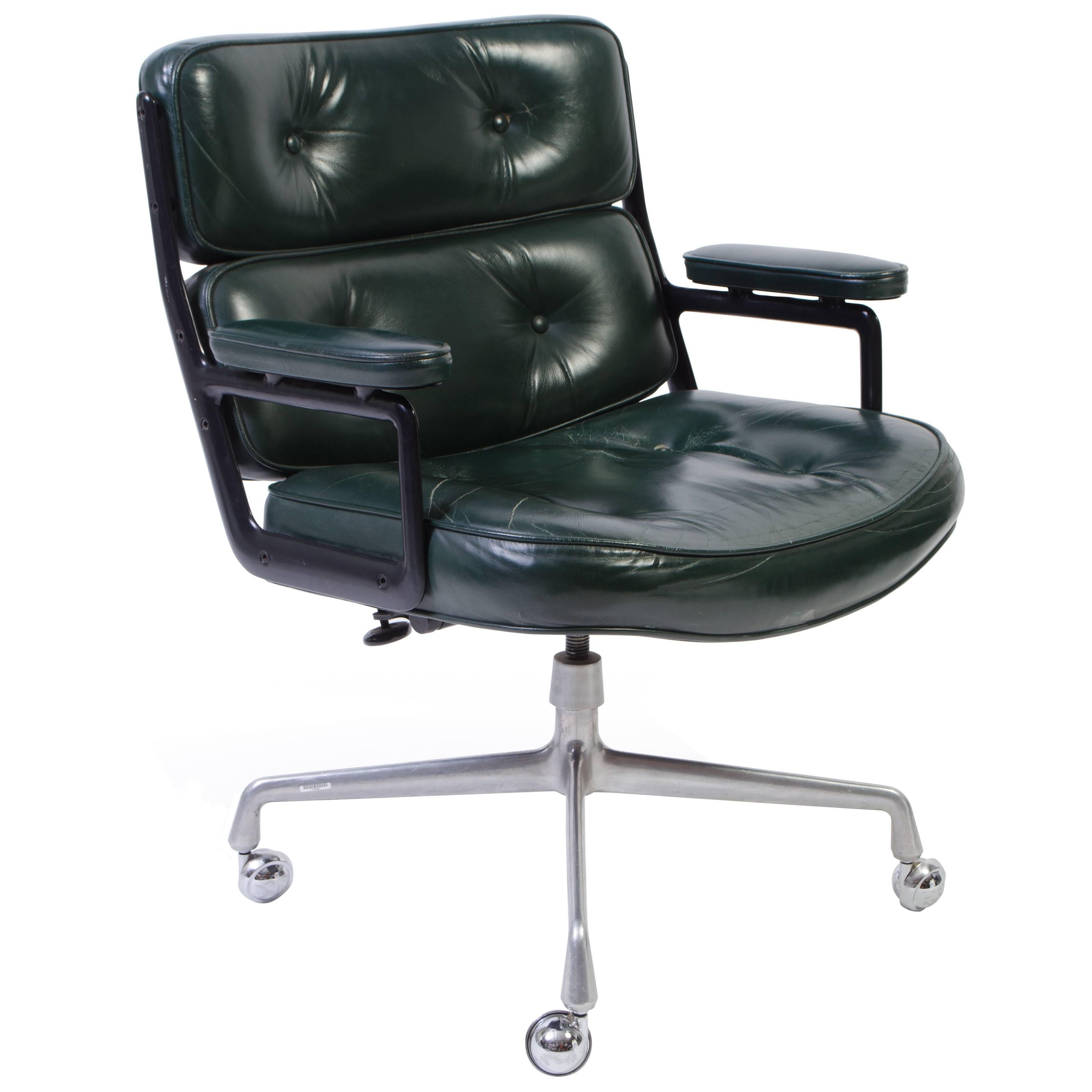 Time Life Chair by Eames for Herman Miller in Green Leather