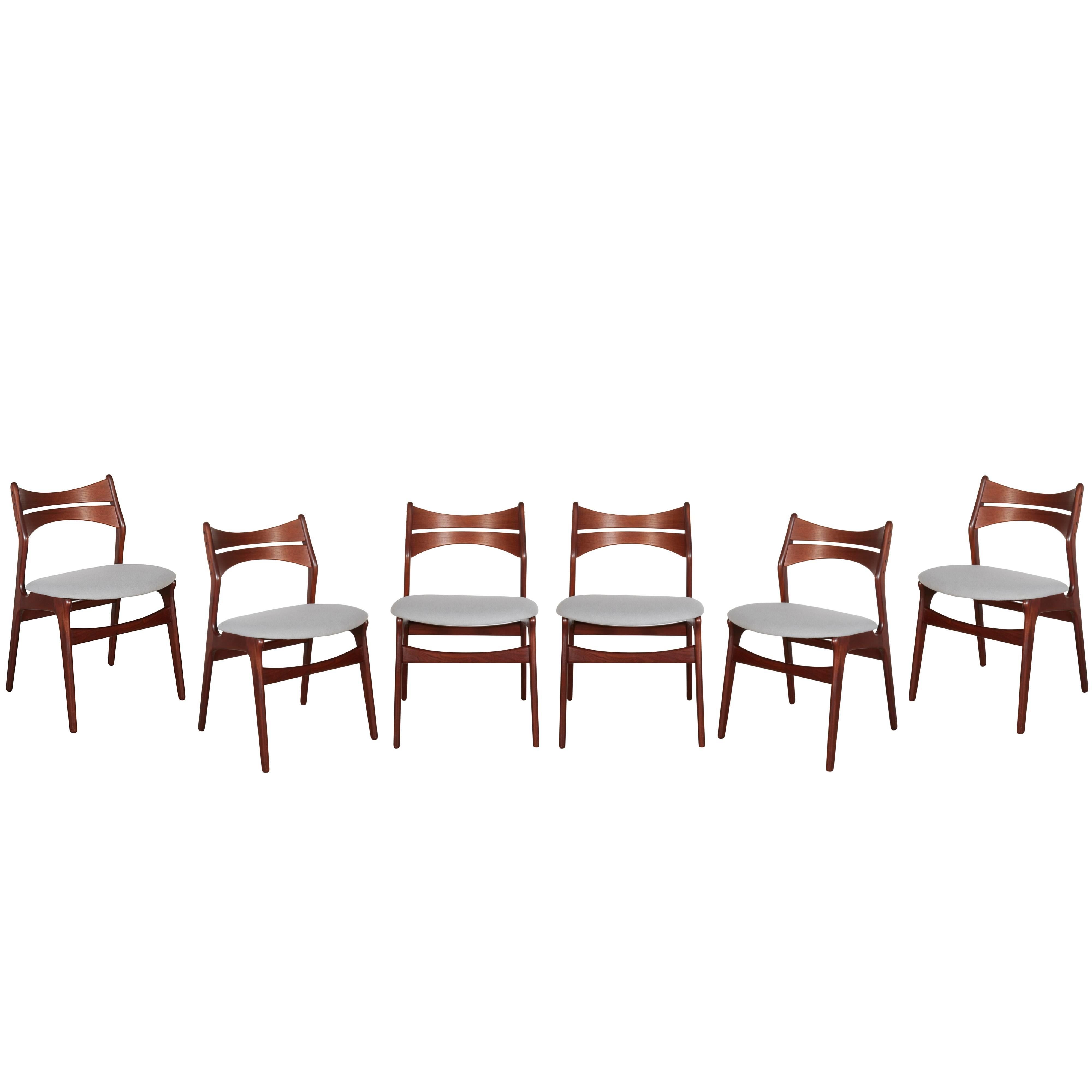 Mid Century Modern Dining Chairs by Erik Buch, Set of Six