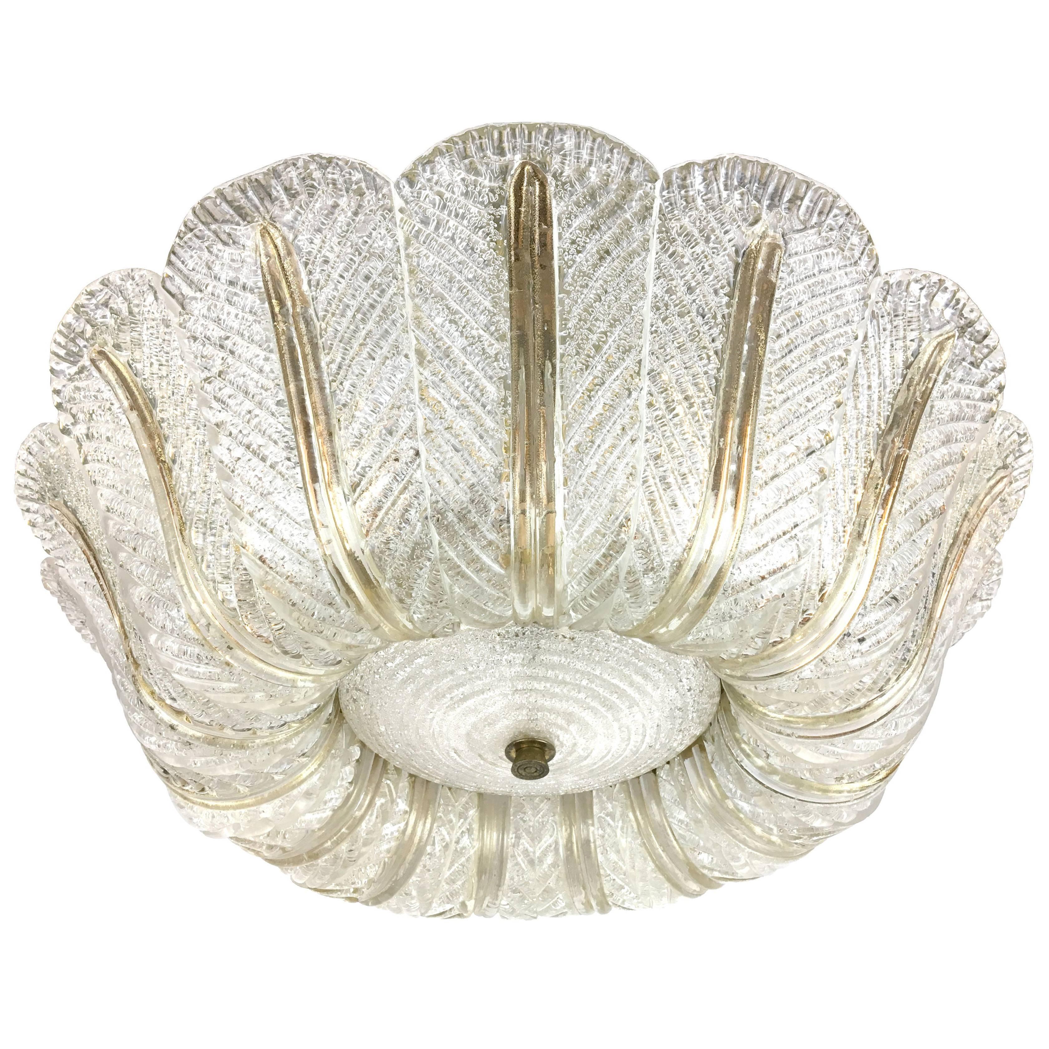 Venini Textured Glass Ceiling Fixture For Sale