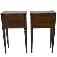 Antique Pair of Louis XVI Style Marquetry Night Tables