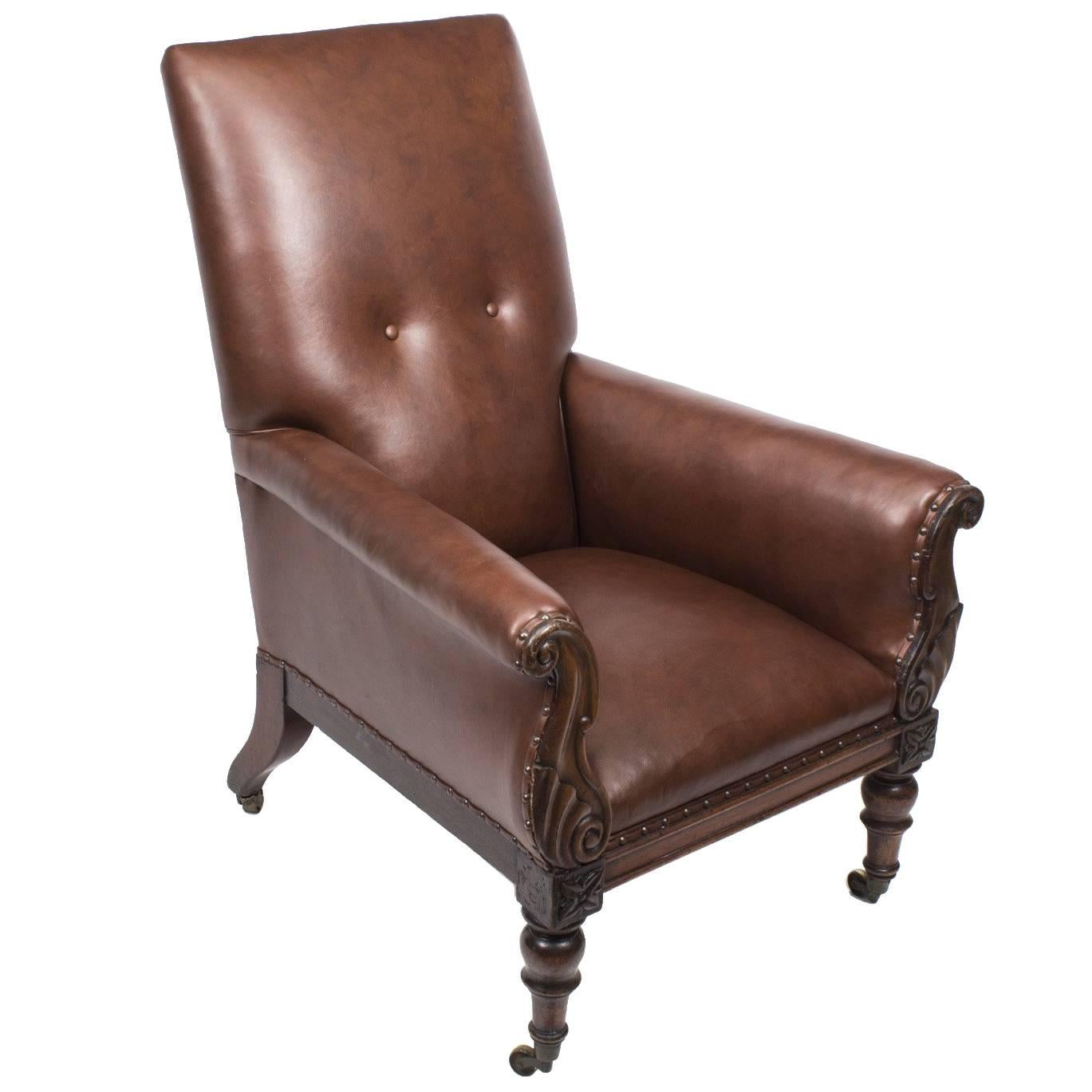 Antique William IV Mahogany Library Armchair, circa 1830