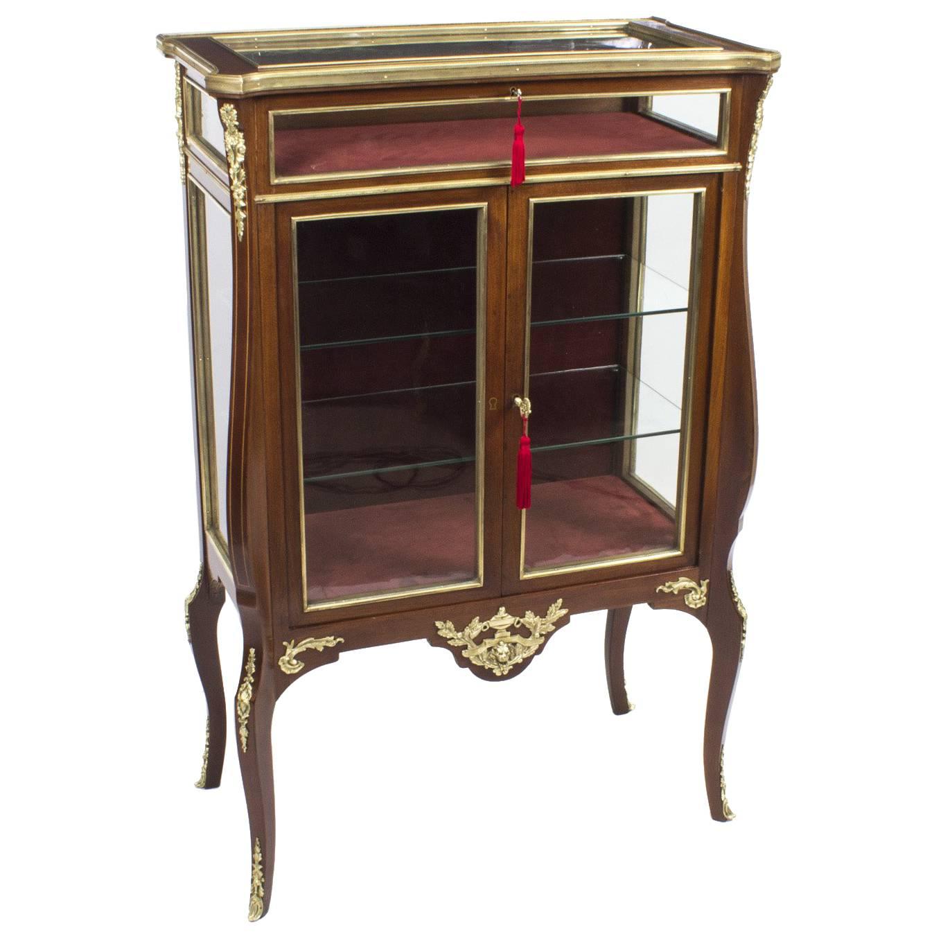 Antique French Walnut Bijouterie Display Cabinet, circa 1880