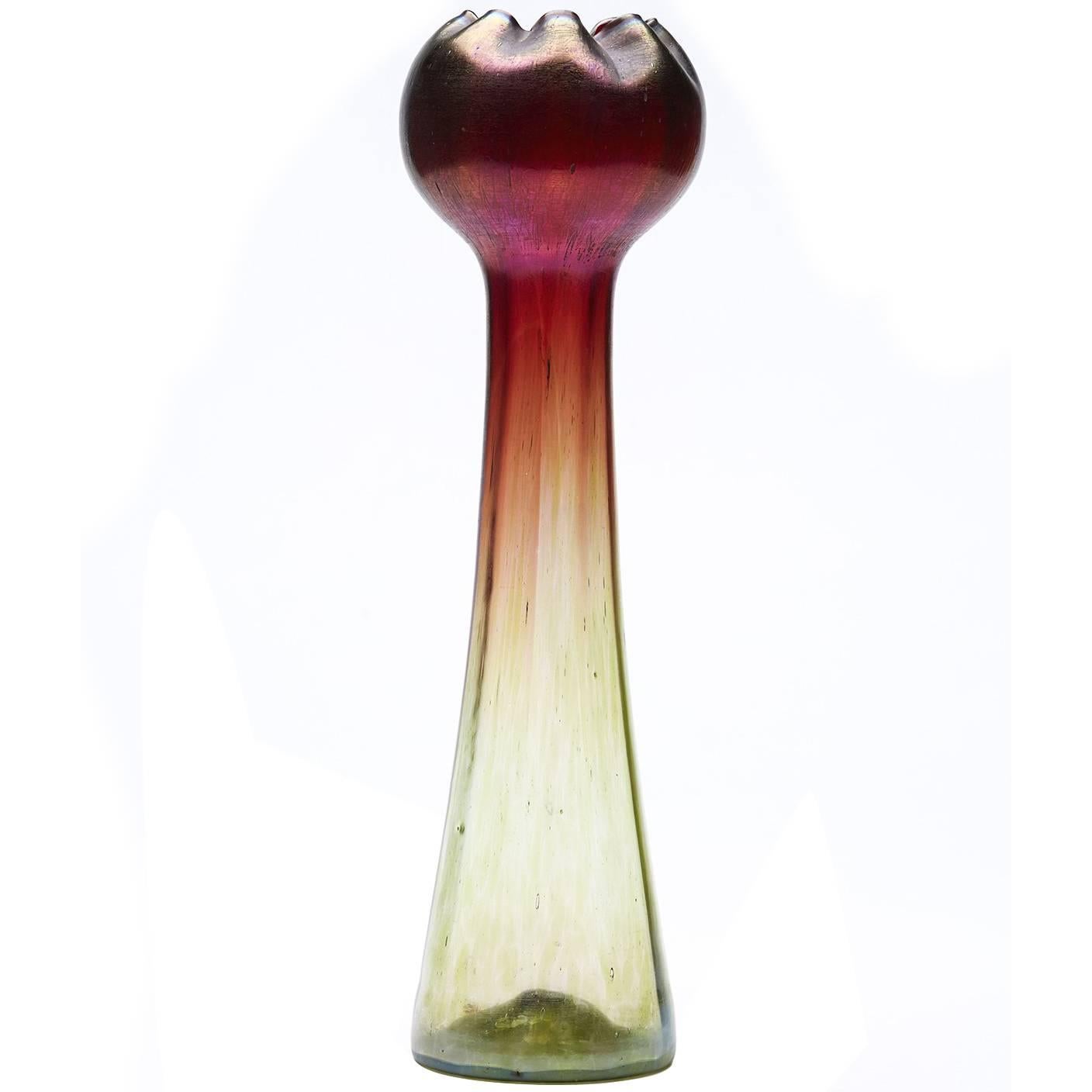 Art Nouveau Rindskopf Pepita Hyacinth Glass Vase, circa 1905