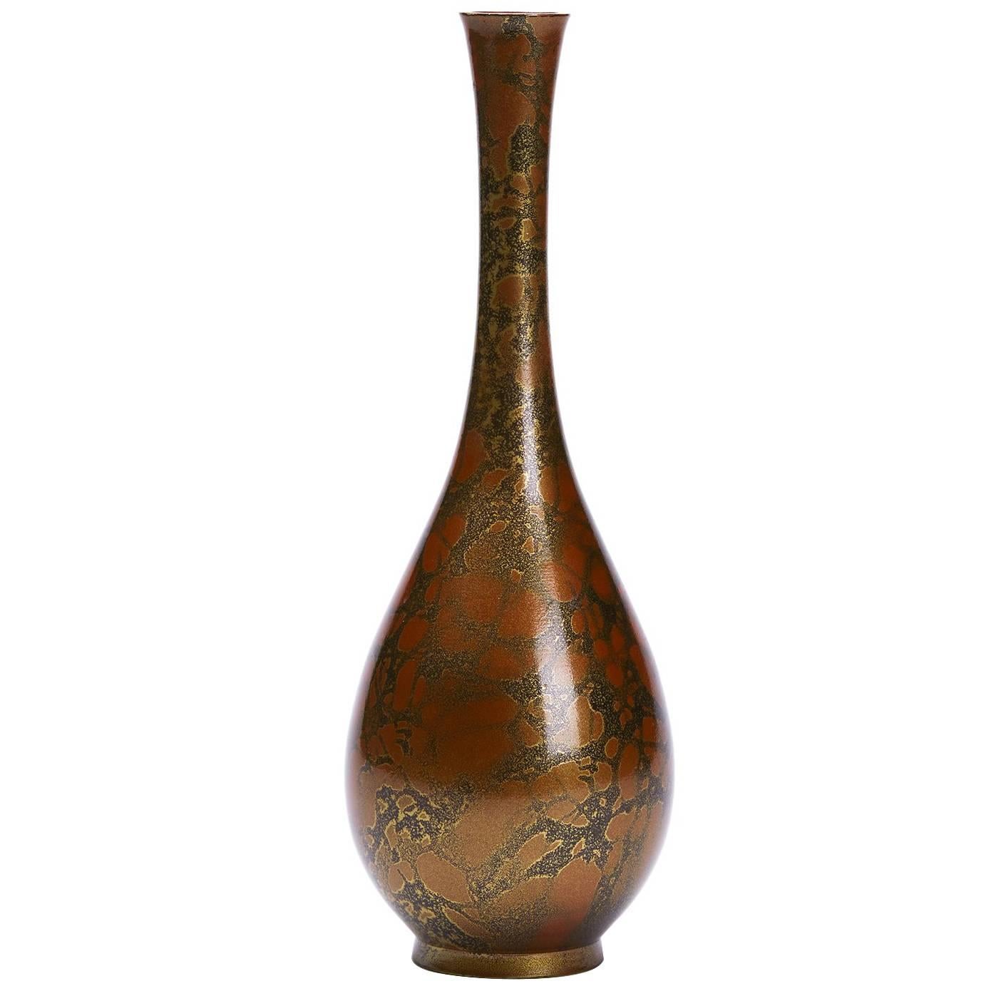 Vintage Japanese Patinated Bronze Solifleur Vase