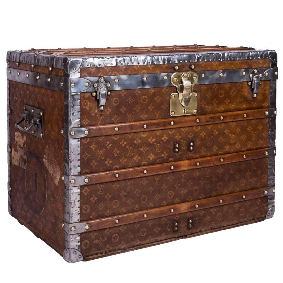 Antique 20th Century Louis Vuitton Woven Canvas Tisse Steamer Trunk, circa 1900