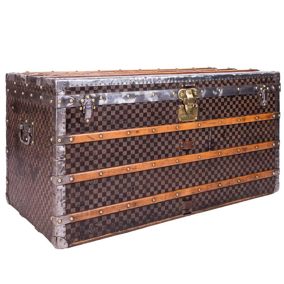 Antique 19th century Louis Vuitton Damier Pattern Steamer Trunk, circa 1890