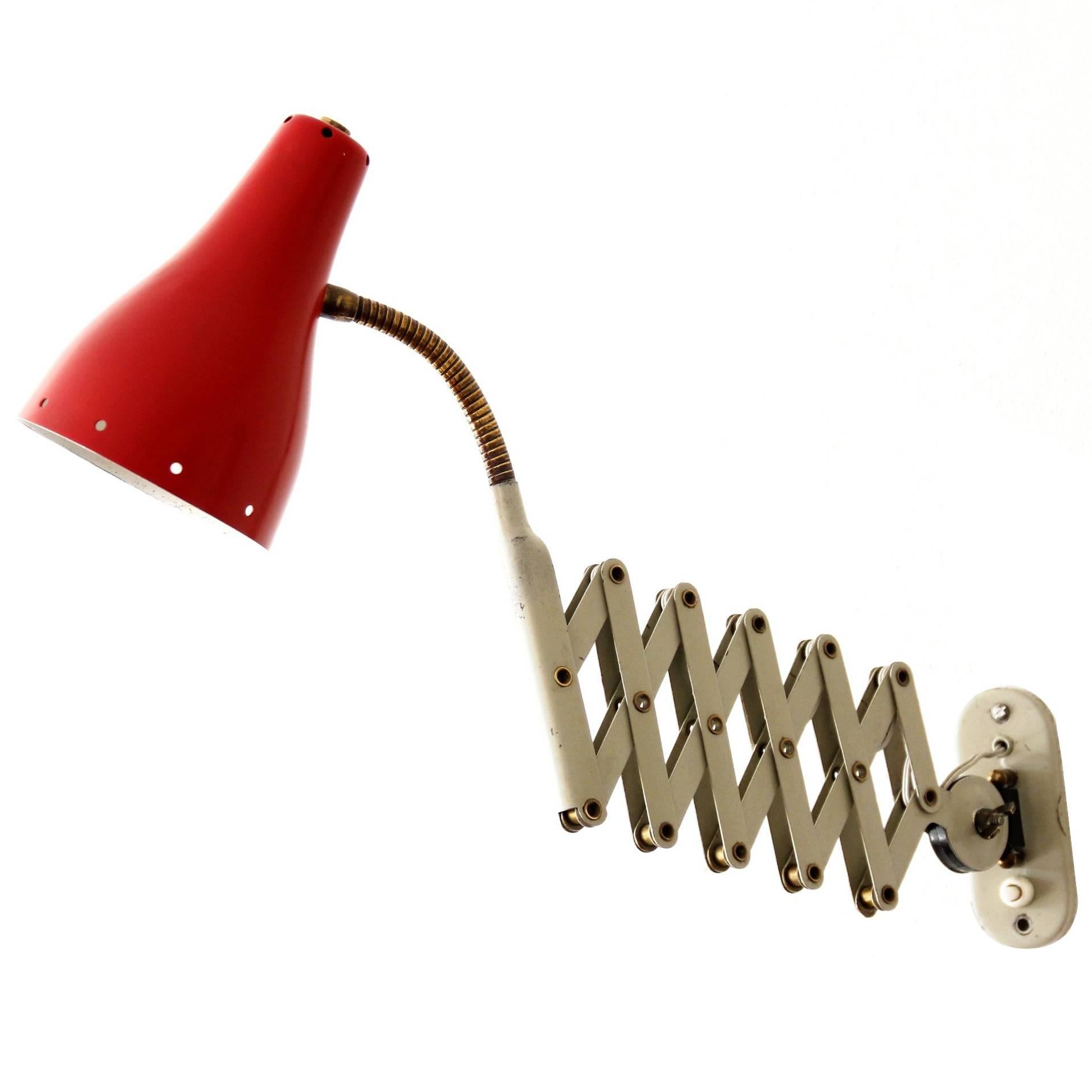 Dutch Scissor Wall Lamp by H. Busquet for Hala, 1950s For Sale