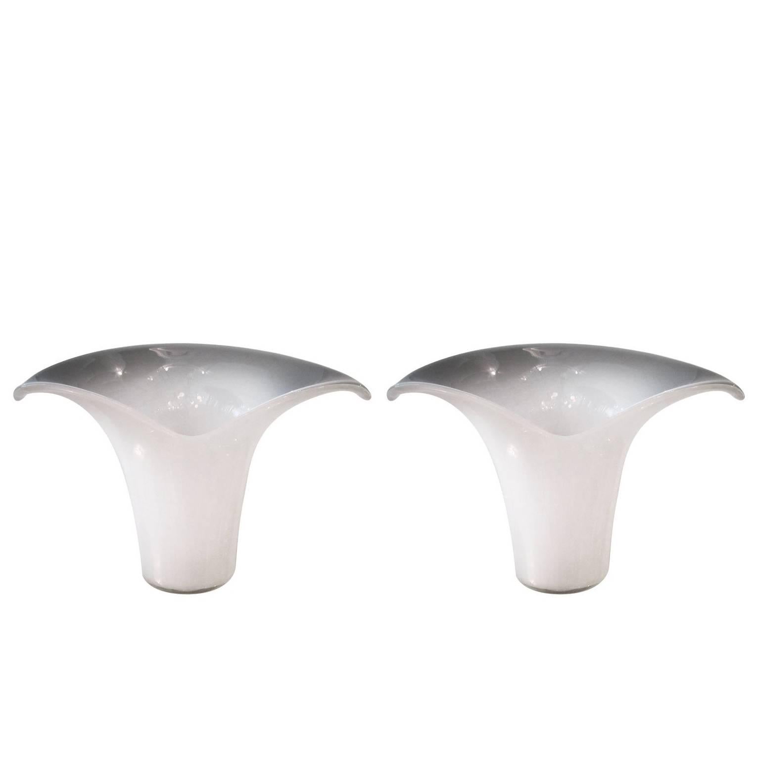 Pair of Murano Glass ''Tulip''sconces For Sale