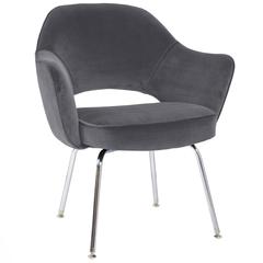 Saarinen for Knoll Executive Arm Chairs in Grey Velvet 7