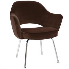 Saarinen for Knoll Executive Arm Chairs in Espresso Velvet 12