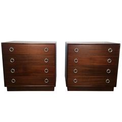 Handsome Pair of Walnut Four Drawer Chests 5