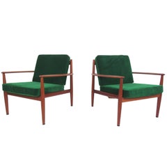 Pair Scandinavian Modern Teak Armchairs by Grete Jalk for France and Son