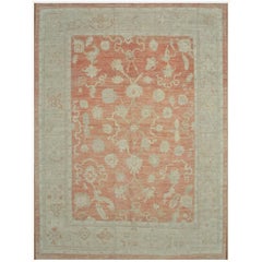 Large New Hand-Knotted Wool Red Color Oushak Rug