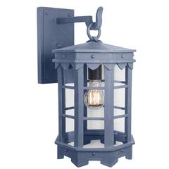 Detailed Spanish Wrought Iron Exterior Arm Mount Lantern with Dark Zinc Finish