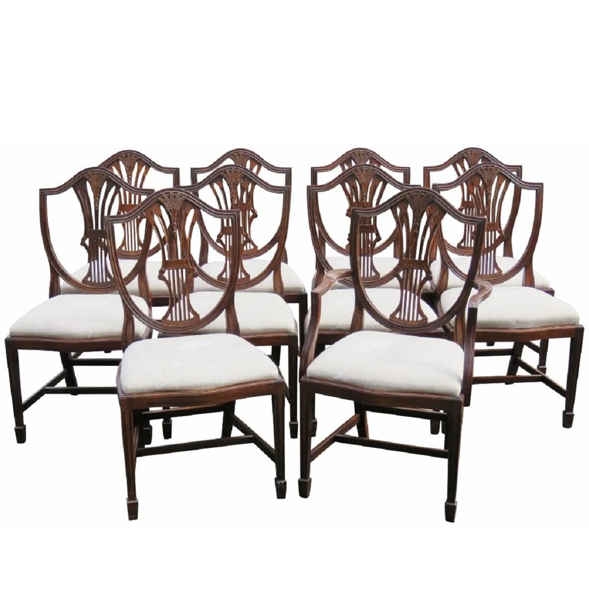 Ten Louis XV Style Mahogany Carved Dining Chairs