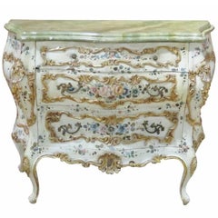 Venetian Paint Decorated Bombe Commode