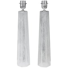 Pair of Murano Faceted Glass Table Lamps