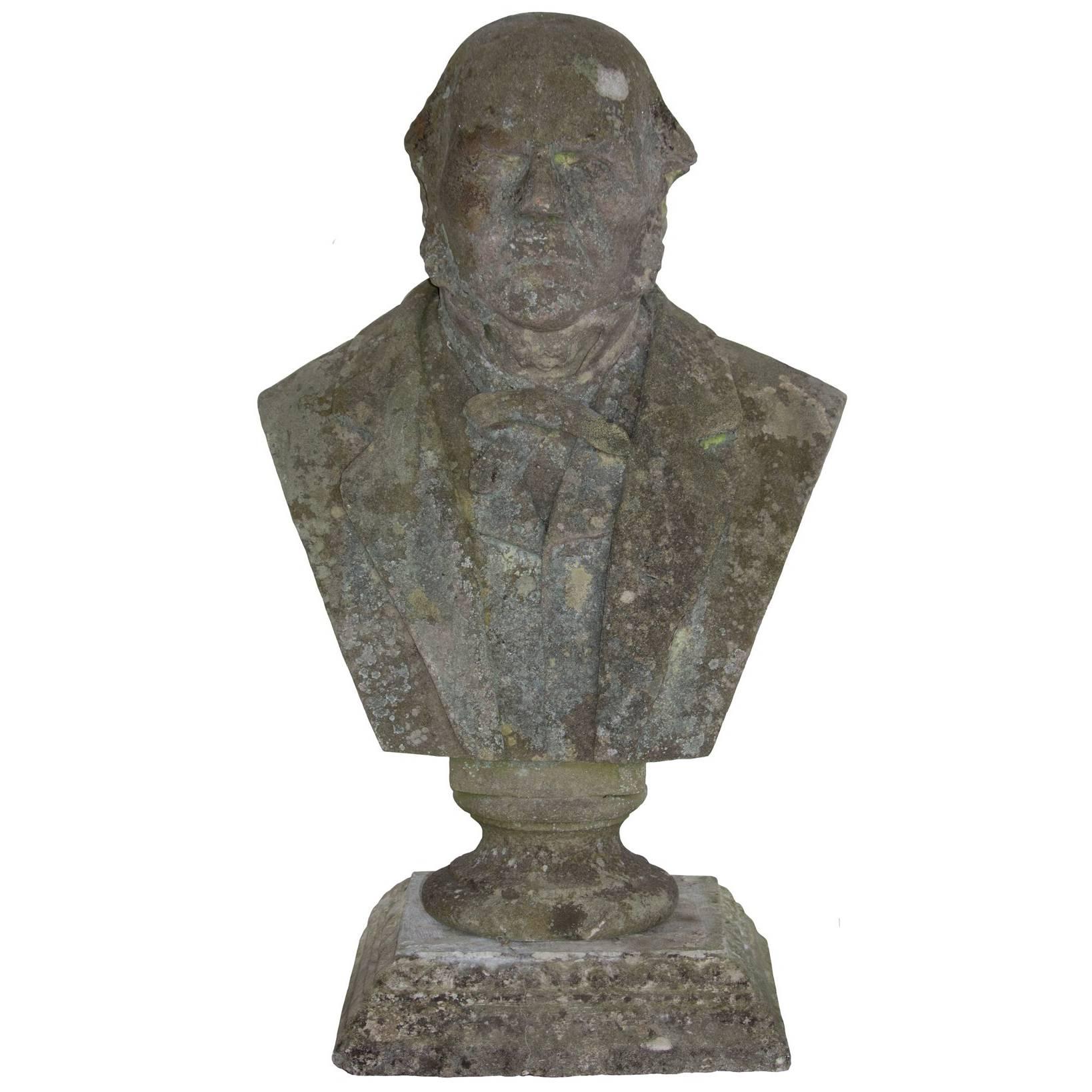 Antique British Stone Bust of William Ewart Gladstone