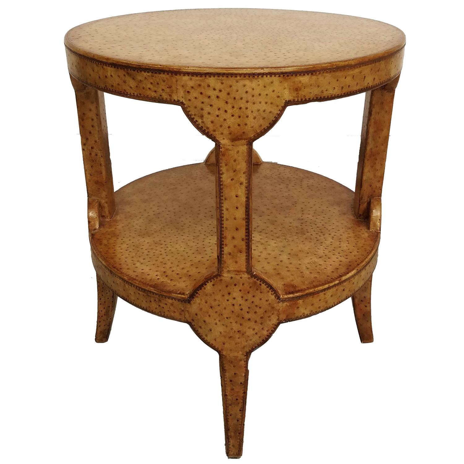Ostrich Leather Occasional Side Table by Maitland Smith For Sale at 1stdibs