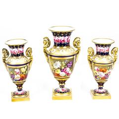 Antique Garniture Empire Style Porcelain Vases, circa 1830