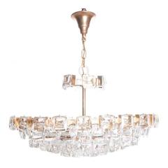 1960s, Crystal and Brass Six Lights Chandelier by Palwa