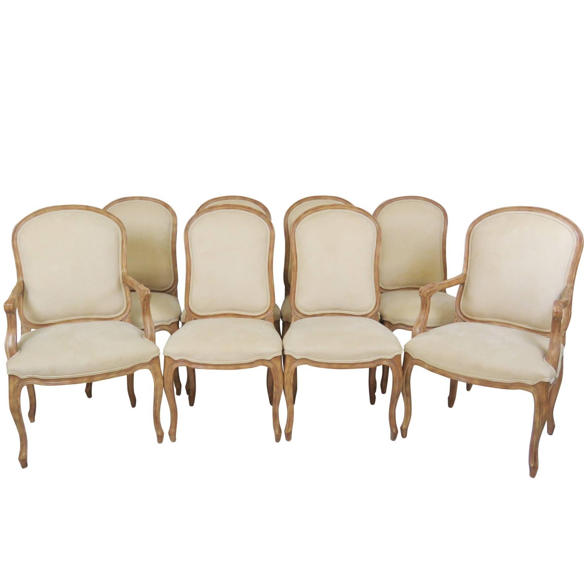 Eight Louis XVI Style Upholstered Dining Chairs