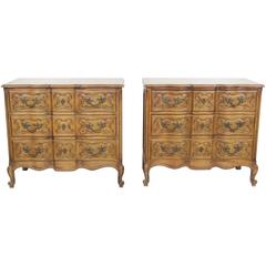 Pair of Auffray Style Carved Walnut Commodes
