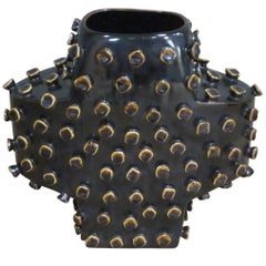 Black and Gold Cross Shaped Vase, France, Contemporary