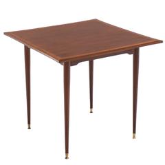 Italian Mid-Century Modern Walnut Game Table on Tapered Legs 2