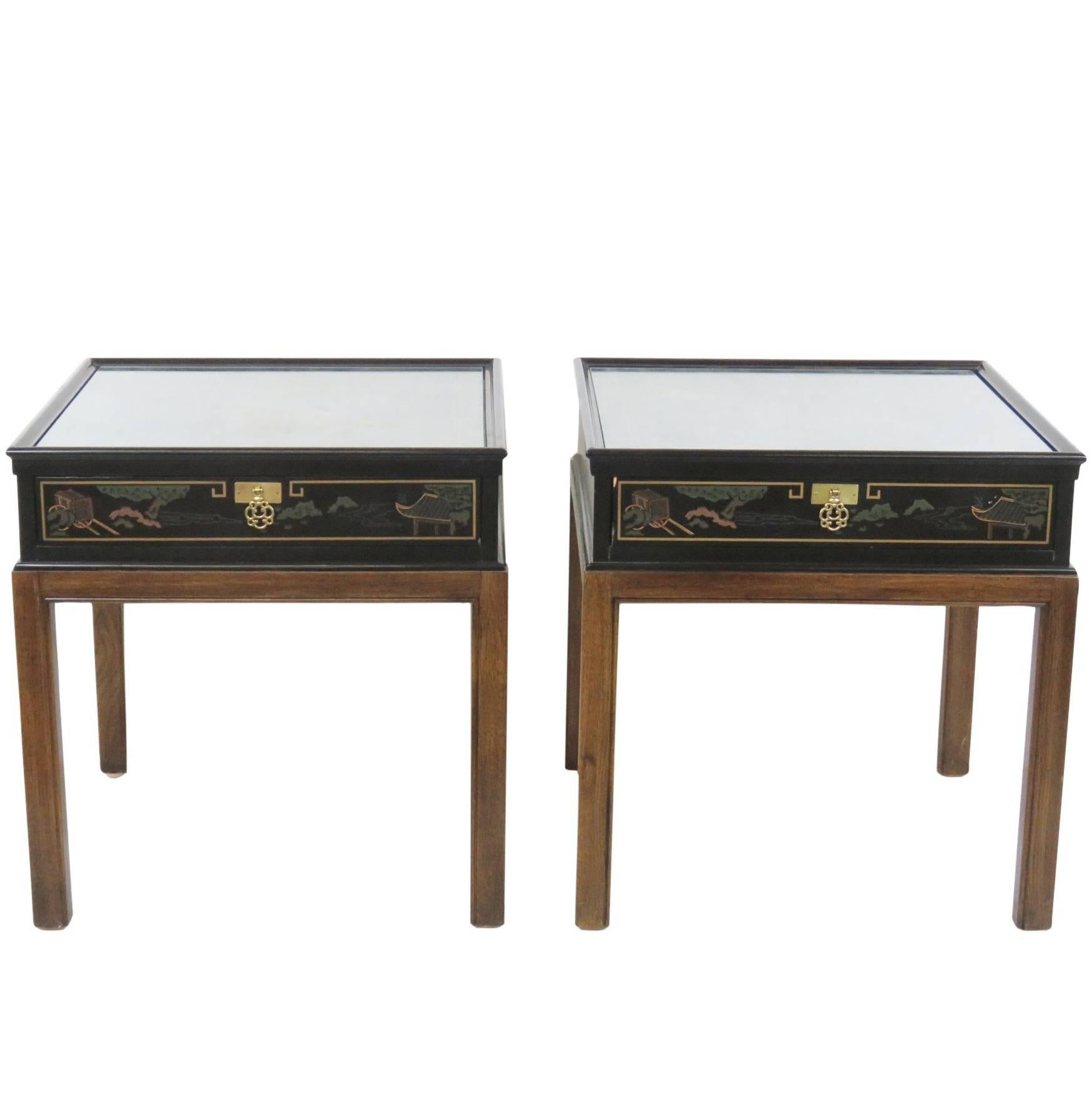 Pair of Drexel Chinoiserie Style End Tables